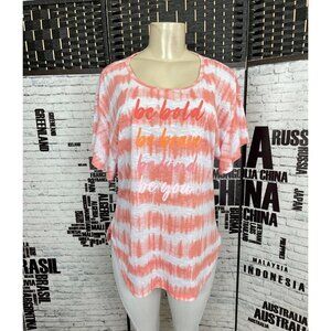 Truself XL Coral T-Dye Statement Be Bold Graphic Crew Neck Short Sleeve Tee